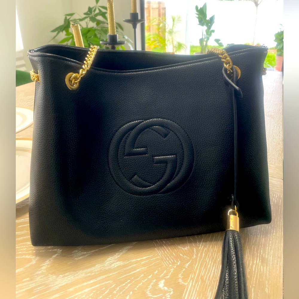 Gucci soho chain shoulder handbag black